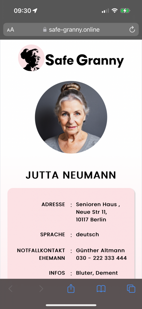 User-Profil Safe Granny App